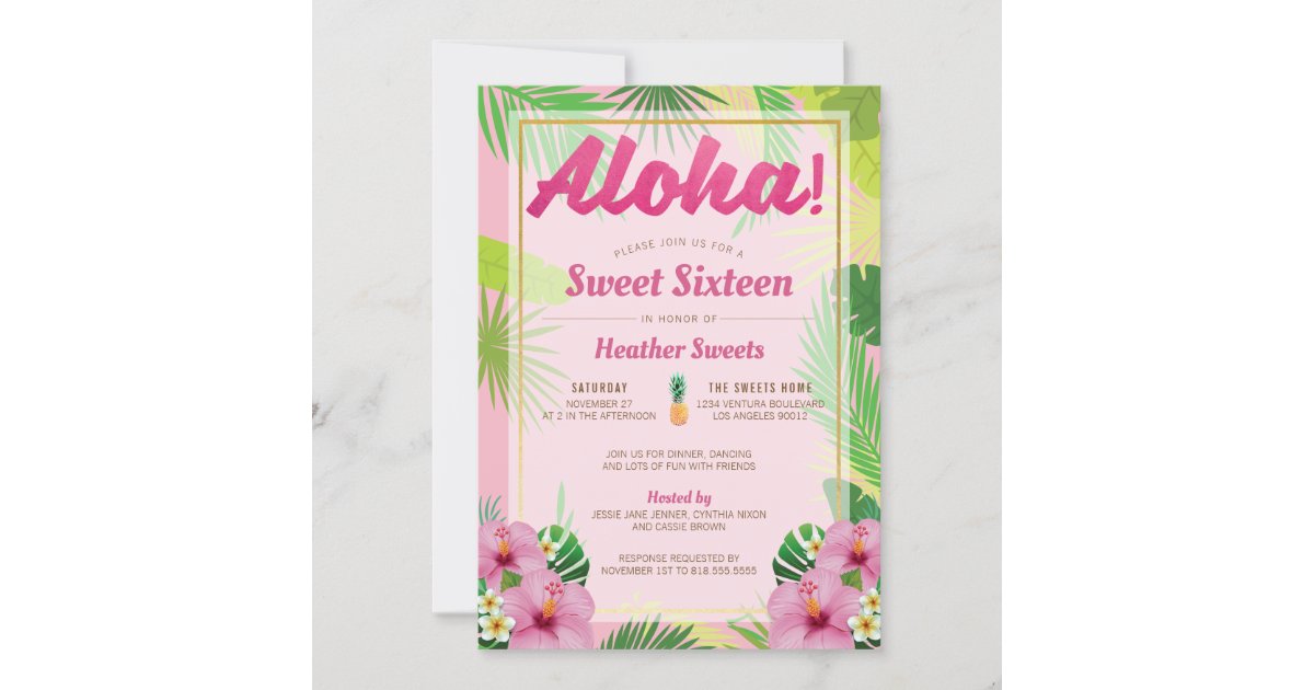 Luau Sweet Sixteen Invitation Zazzle