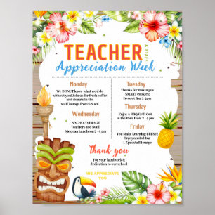 Luau Teacher Appreciation Week Itinerary Poster