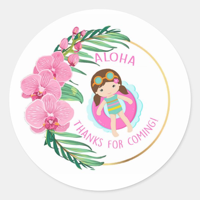 Luau Thank You Gift Favor Sticker Labels (Front)