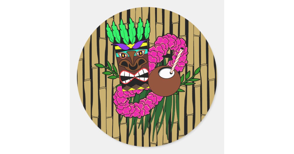 Luau Theme Classic Round Sticker | Zazzle