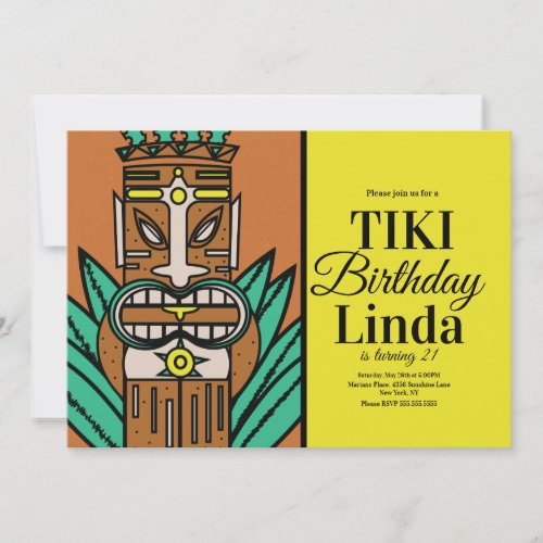 Luau Tiki Jungle Birthday Party Invitation