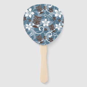LUAU TIKI PATTERN (BLUE) HAND FAN