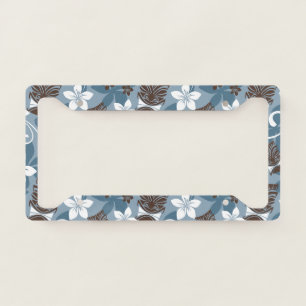 LUAU TIKI PATTERN (BLUE) LICENSE PLATE FRAME