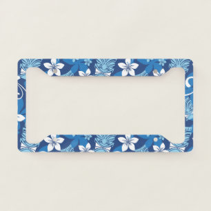 LUAU TIKI PATTERN (BRIGHT BLUE) LICENSE PLATE FRAME