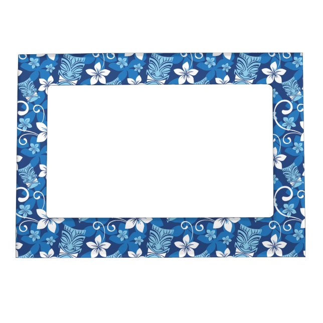 LUAU TIKI PATTERN (BRIGHT BLUE) MAGNETIC FRAME (Front)