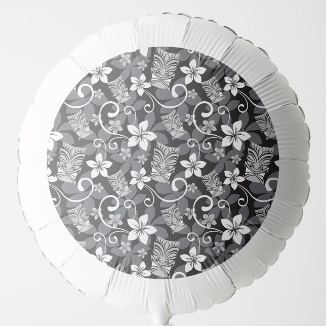 LUAU TIKI PATTERN (CHARCOAL) BALLOON (Front)