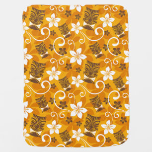 LUAU TIKI PATTERN (ORANGE) BABY BLANKET