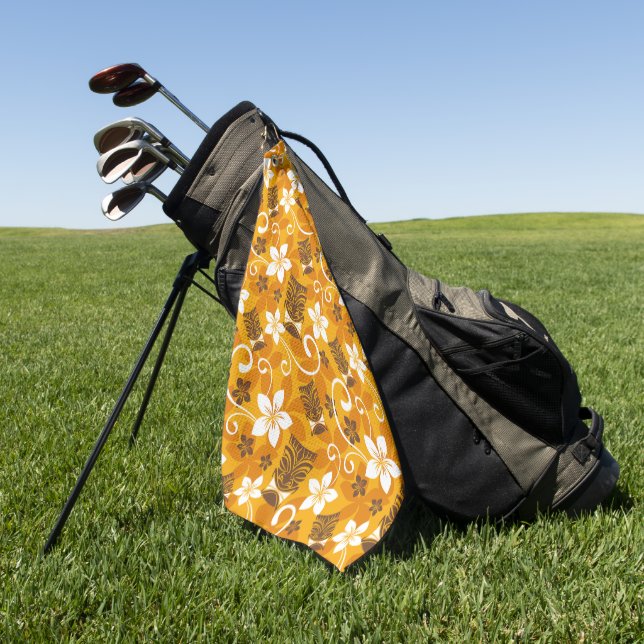 LUAU TIKI PATTERN (ORANGE) GOLF TOWEL (Green)