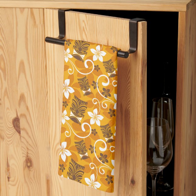 LUAU TIKI PATTERN (ORANGE) KITCHEN TOWEL (Thirds Fold)