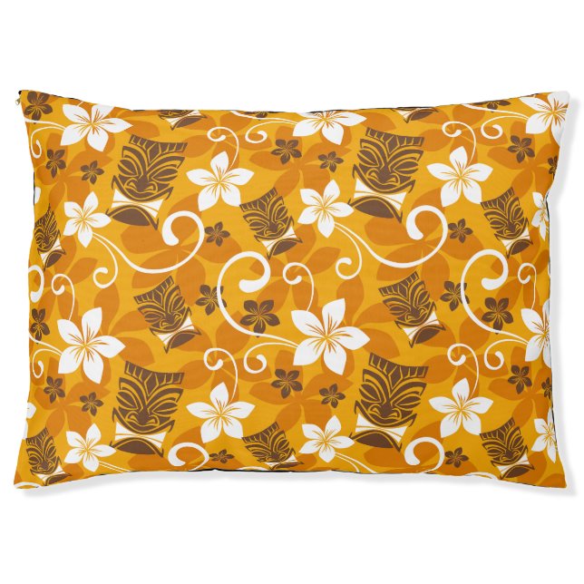 LUAU TIKI PATTERN (ORANGE) PET BED (Front)