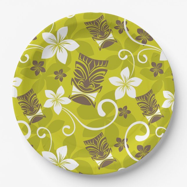 LUAU TIKI PATTERN PAPER PLATES (Front)