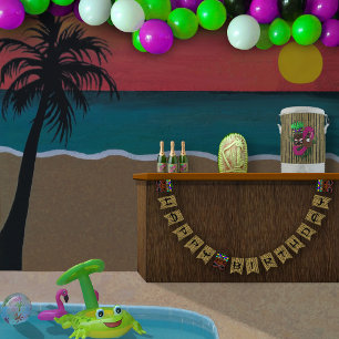 Luau Totems Bamboo Happy Birthday Bunting Flags