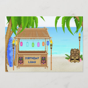 Luau Tropical Beach Birthday Invitation ~ Boys