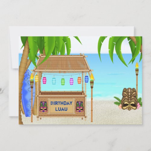 Luau Tropical Beach Birthday Invitation  Boys