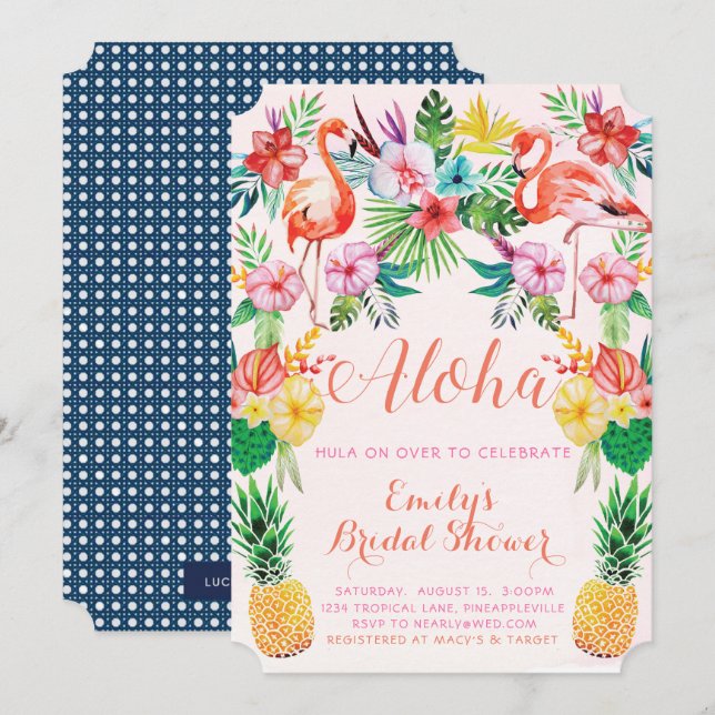 Luau Tropical Bridal Shower Invitation (Front/Back)