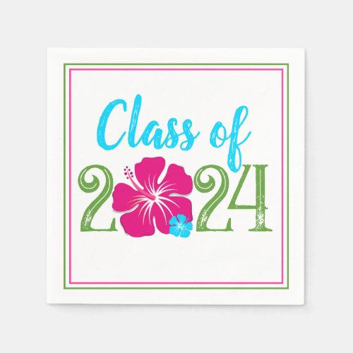 Luau Tropical Class of 2024 Graduation Paper Napkins
