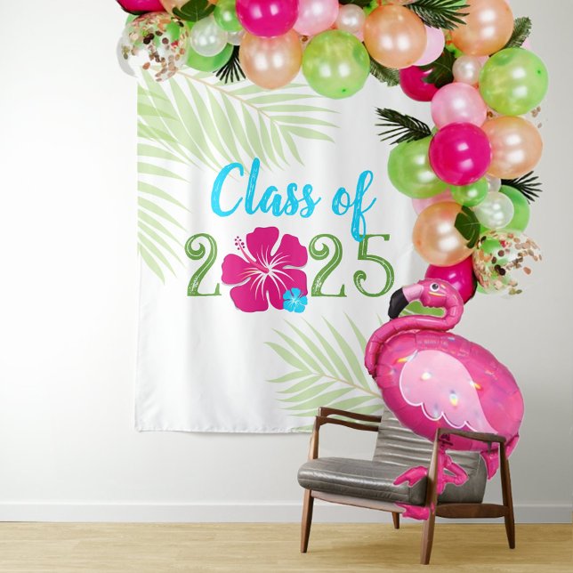 Luau Tropical Class of Year Graduation Backdrop (Luau Class of Any Year Hanging Background Tapestry)