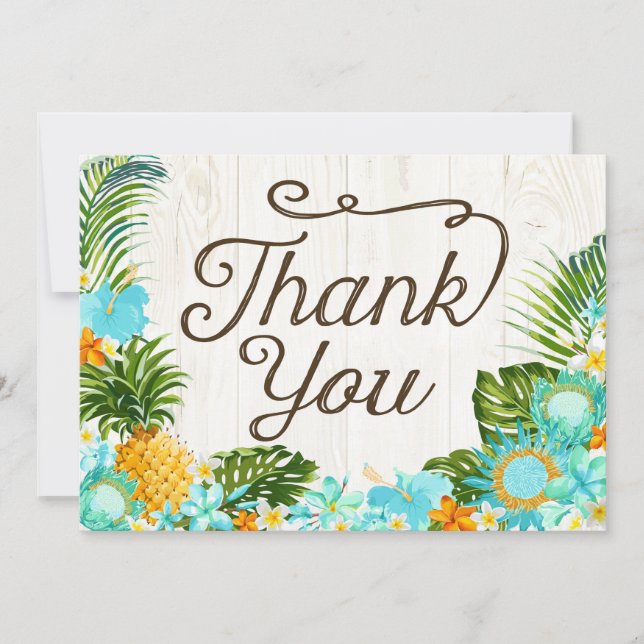 Luau Tropical Floral Beach Rustic Thank You (Front)