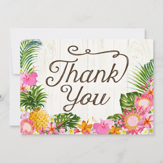 Luau Tropical Floral Beach Rustic Thank You (Front)