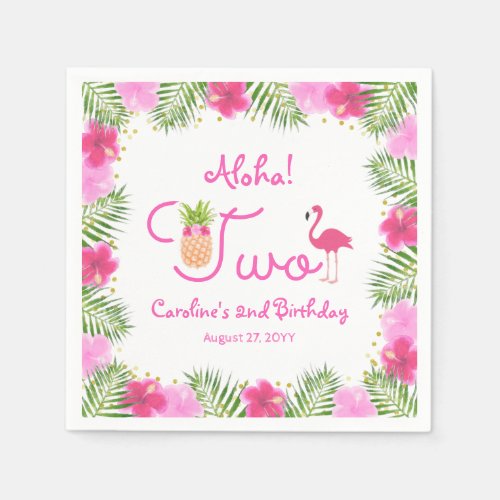 Luau Tropical Floral Girl 2nd Second Birthday Napkins