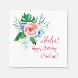 Luau Tropical Floral Hawaiian Bouquet Birthday Napkins