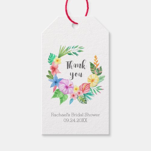 Luau Tropical Flower Bridal Shower Thank You Favor Gift Tags
