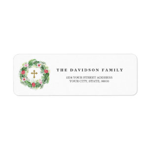 Luau Tropical Flowers Baptism Return Address Label