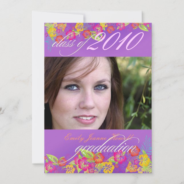 Luau/ Tropical flowers Graduation Party Invitation (Front)