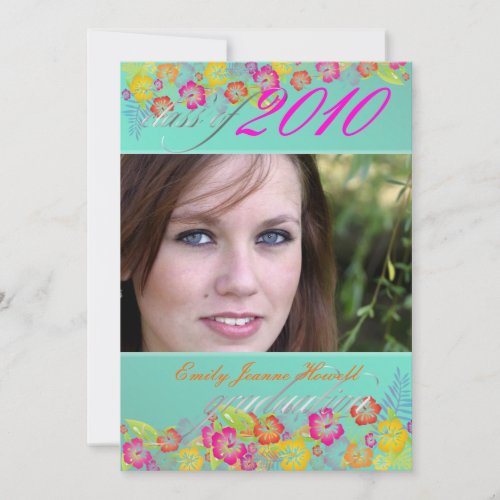Luau/ Tropical flowers Graduation Party Custom Invitations