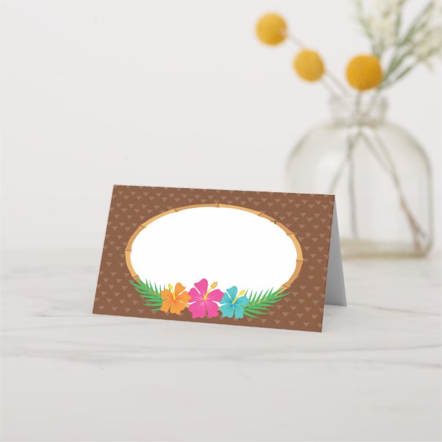 Luau Tropical Folded Place Card (Front)