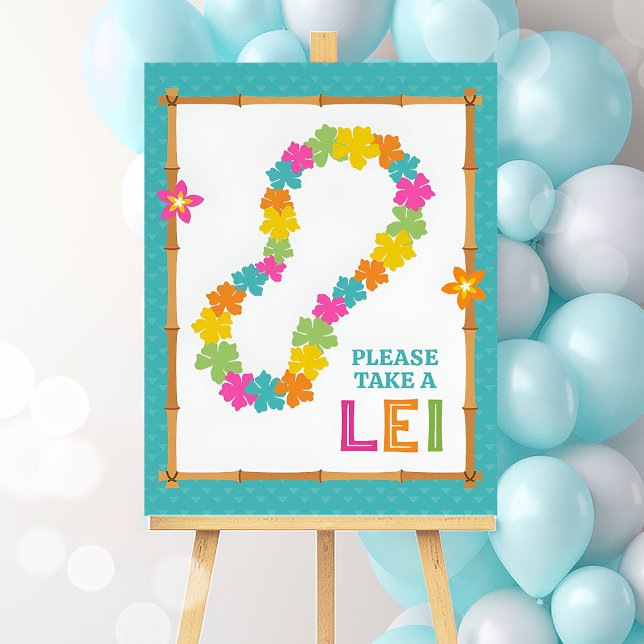 Luau Tropical Hawaiian Take A Lei Party Sign (Creator Uploaded)