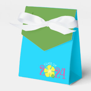 Luau Tropical Hibiscus Graduation Blue Favor Boxes