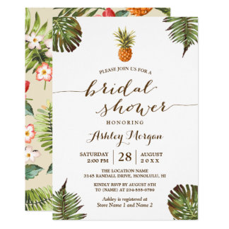 Luau Tropical Leaves Pineapple Bridal Shower Card