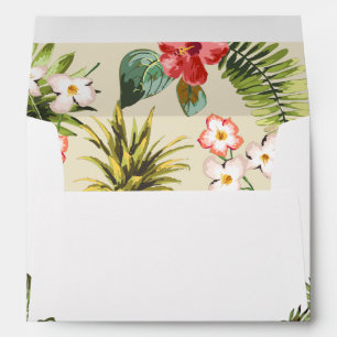 Luau Tropical Leaves Pineapple with Return Address Envelope