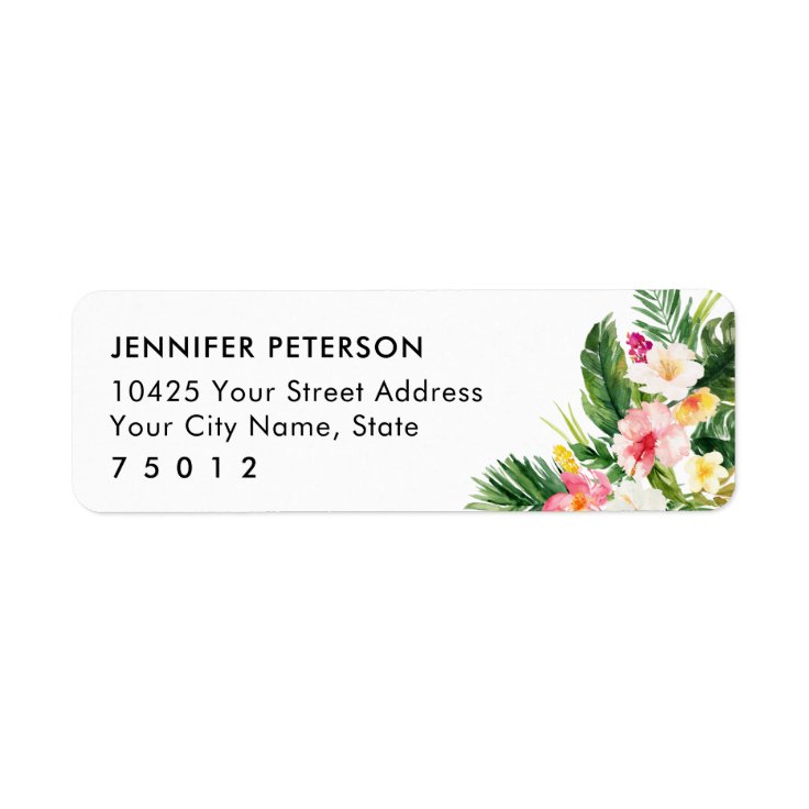 Luau Tropical Leaves Return Address Labels 