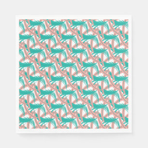 Luau Tropical Palm Leaves Coral Green Napkins