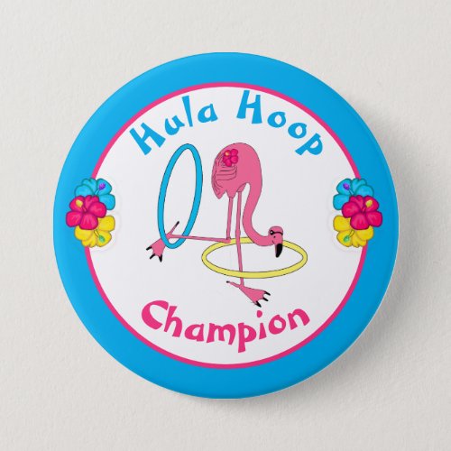 Luau Tropical Party Flamingo Hula Hoop Champion 3 Button