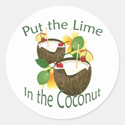 Luau Tropical Party Funny Coconut Drink Sticker