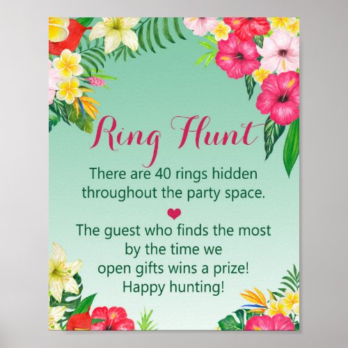 Luau Tropical Ring Hunt Game _ Bridal Shower Sign
