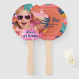 Luau tropical summer birthday party hand fan