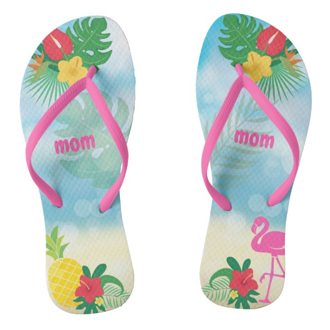 Luau Tropical Theme Flip Flops (Footbed)