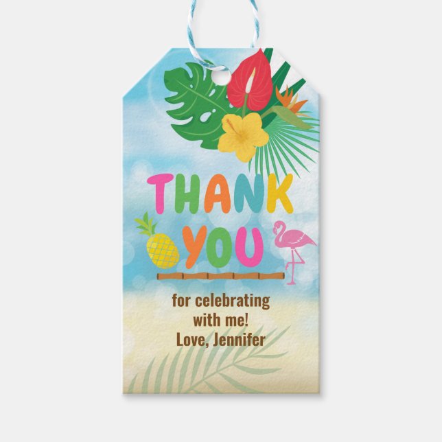 Luau Tropical Theme Gift Tags (Front)