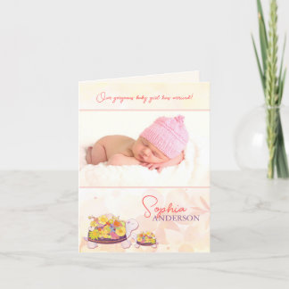 Luau Turtles Baby Girl Photo Birth Announcement