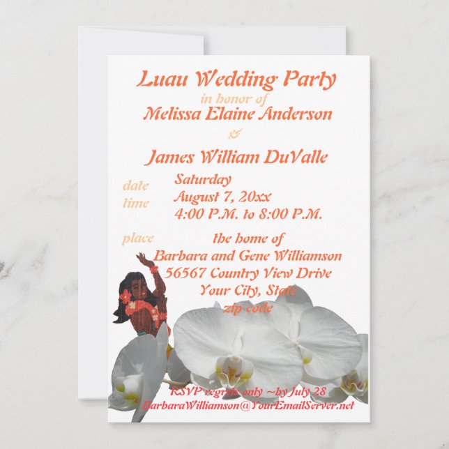 Luau Wedding Party for Couples Invitation (Front)