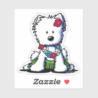 Luau Westie Custom-Cut Vinyl Sticker