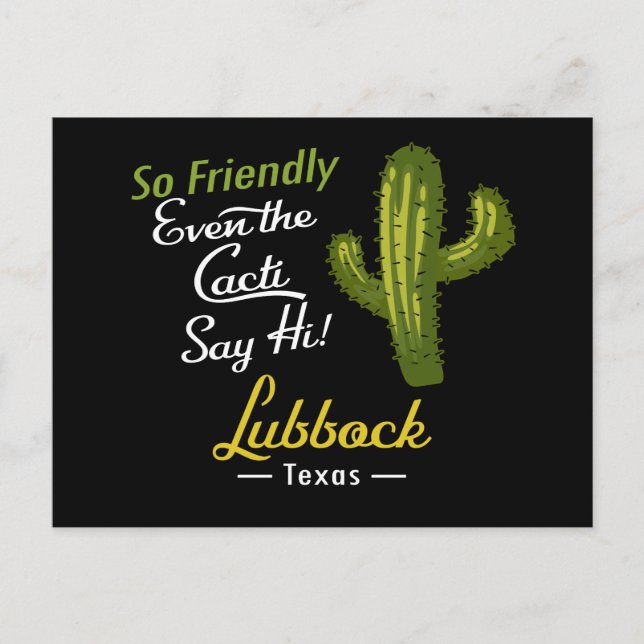 Lubbock Cactus Funny Retro Postcard (Front)