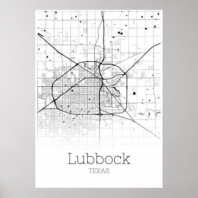 Lubbock Map - Texas - City Map Poster (Front)