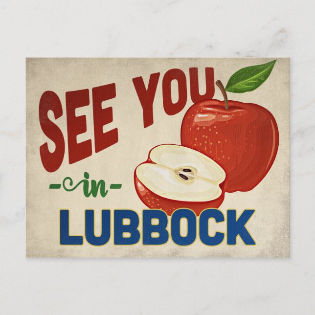 Lubbock Texas Apple - Vintage Travel Postcard (Front)