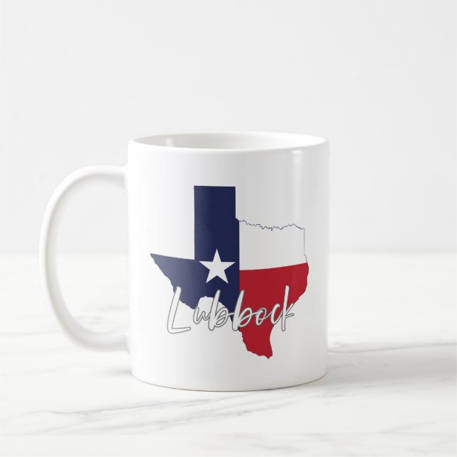 Lubbock, Texas Flag Map Coffee Mug (Left)