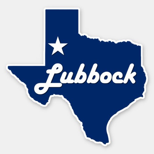 Lubbock Texas Lone Star State Map Sticker